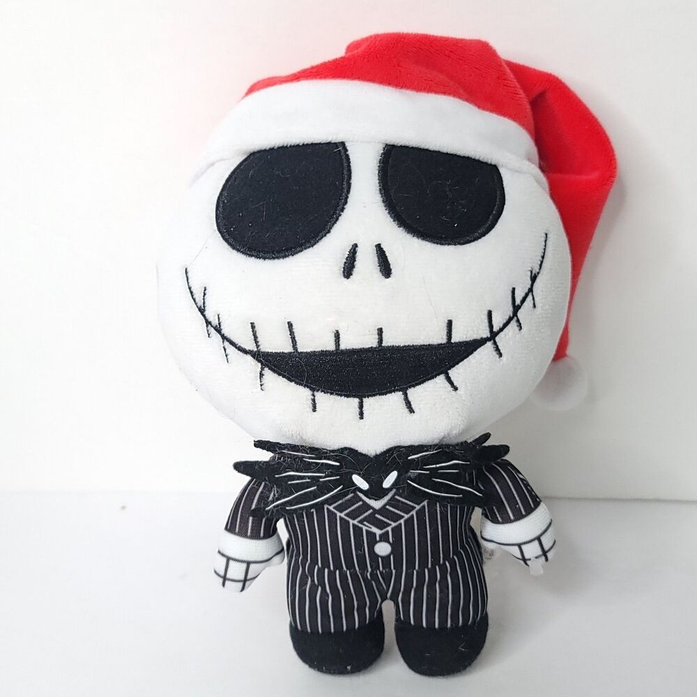 DISNEY Jack Skellington Nightmare Before Xmas Stuffed Plush Toy 8in Santa Hat